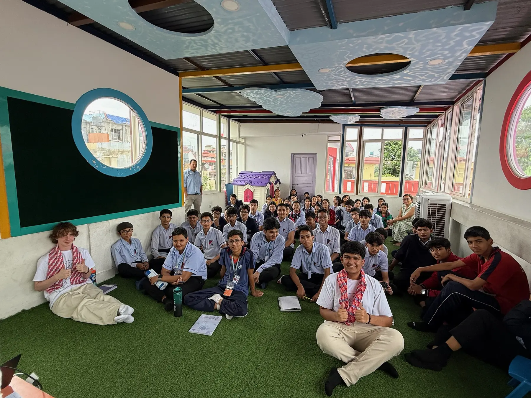 Students participating in a group program